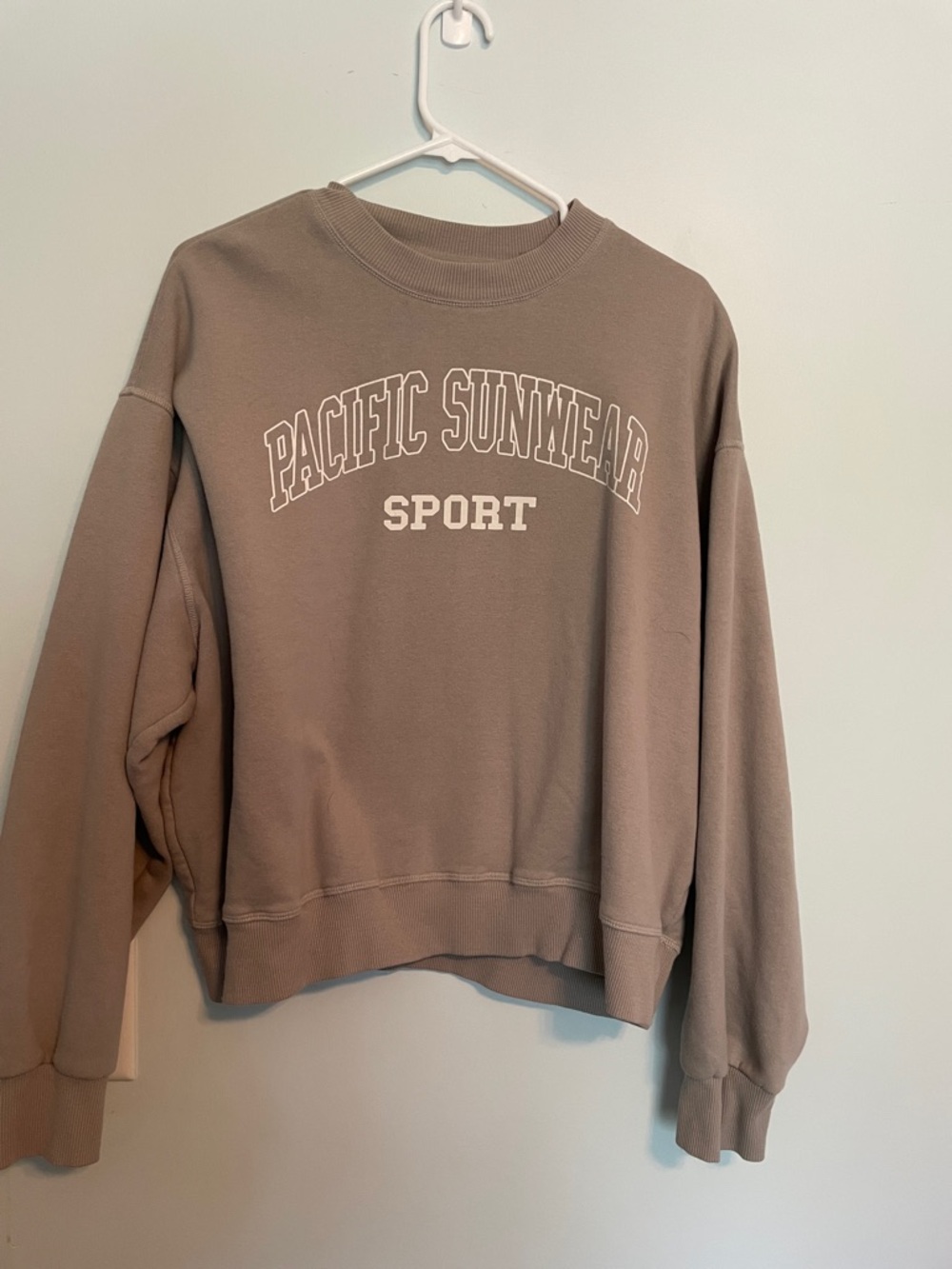 Pacific Sunwear Women's Crewneck Sweatshirt - Taupe with White Logo